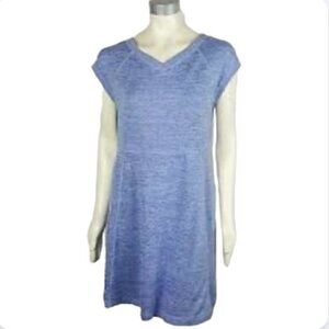 Talbots Blue V-Neck Casual Fit and Flare Jersey Knit Dress, M